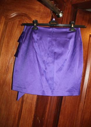 Юбка атласная вечерняя нарядная с рюшами фиолетовая select2 фото