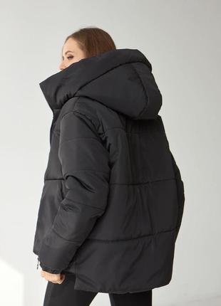Куртка зимняя, теплая куртка оверсайз, куртка с капюшоном, дутая куртка, три цвета3 фото