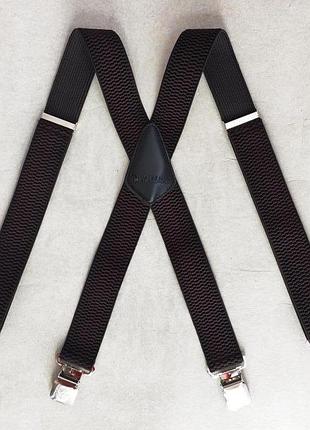 Широкі чоловічі коричневі підтяжки paolo udini (польша)