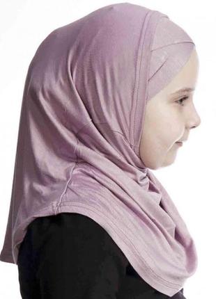 Детский хиджаб амирка с нахлёстом ecardin розовый