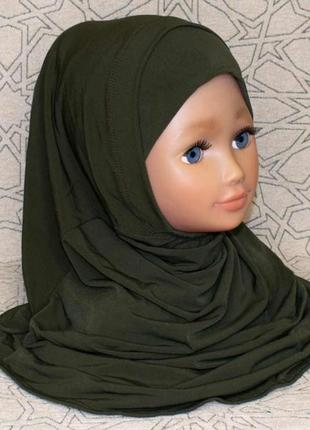 Детский хиджаб амирка zahranur hijab тёмно-зелёный