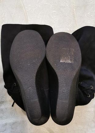 Зимние чёрные сапоги из искусственной замши и меха, широкое голенище, р. 37 dinsko6 фото