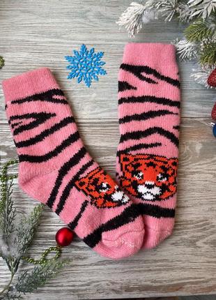 Шкарпетки новорічні жіночі шерстяні із овечої шерсті в‘язані на новий рік «котик», р. 38-41