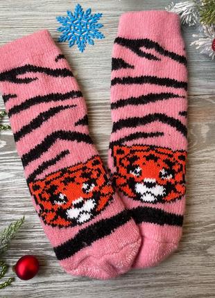 Шкарпетки новорічні жіночі шерстяні із овечої шерсті в‘язані на новий рік «котик», р. 38-414 фото