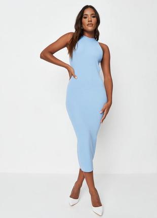 Жіноча класична  міді  сукня в рубчик asos missguided