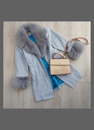 Пальто италия шерсть, оверсайз, эксклюзив италия песец saga furs 2020