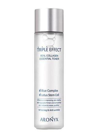 Тонер для особи з морським колагеном і гіалуронової кислотою medi flower aronix triple effect real c