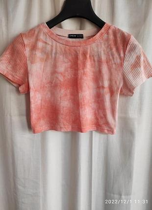 Кроп топ в рубчик фирмы shein в стиле тай дай