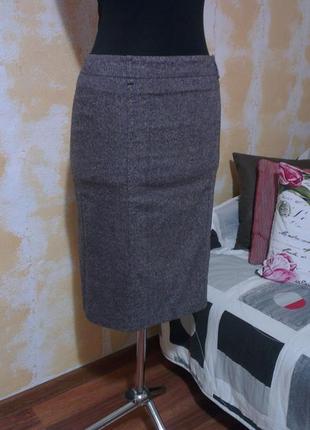 Фирменная базовая меланжевая теплая шерстяная юбка миди качество!!! шерсть + шёлк2 фото