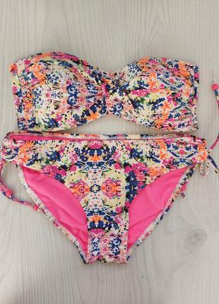Шикарный фирменный яркий раздельный купальник лиф бондо уплотненная чашка трусики плавки низ 🔥🔥🔥