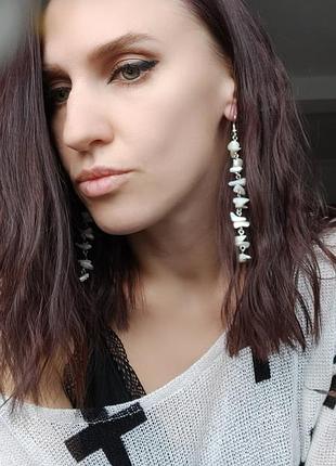 Сережки довгі вечірні вишукані серьги кульчики длинные вечерние до вишиванки