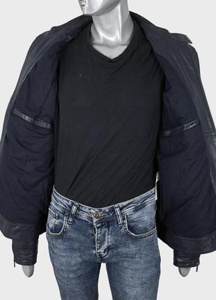 Мужская кожаная темно-синяя куртка asos6 фото