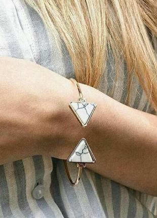 Мармуровий браслет мраморний білий трикутник трикутники прикраса топ стильна стильний3 фото