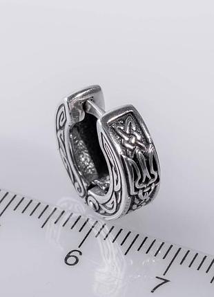 Серьга серебрянная мужская с тризубом авторский дизайн ручная работа7 фото