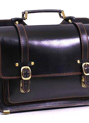 Портфель двухсторонний кожаный 2 отделения стильный ручная работа
