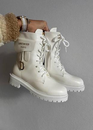 Черевики жіночі зимові ❄️ dior boots white хутро10 фото