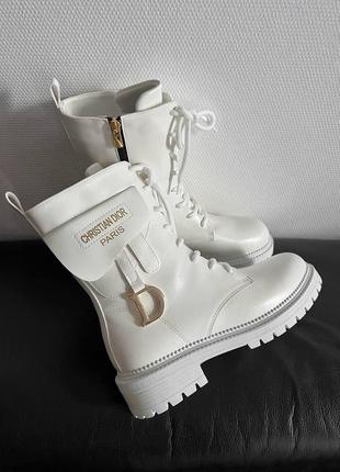 Черевики жіночі зимові ❄️ dior boots white хутро4 фото