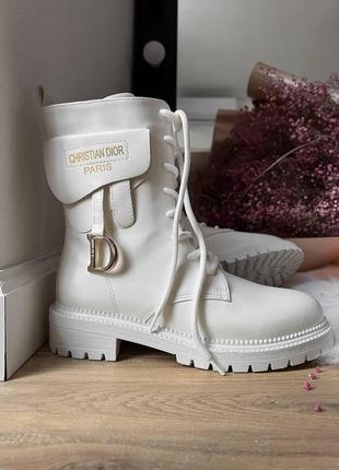 Черевики жіночі зимові ❄️ dior boots white хутро7 фото
