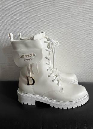 Черевики жіночі зимові ❄️ dior boots white хутро6 фото