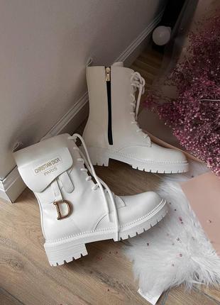 Черевики жіночі зимові ❄️ dior boots white хутро9 фото