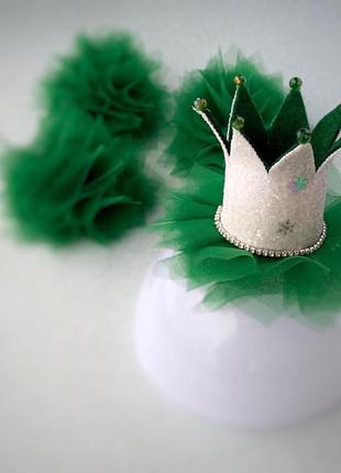 Новорічна корона/ новорічні бантики/ зелені бантики3 фото