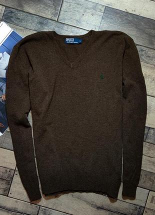 Мужской элегантный базовый шерстяной свитер polo ralph lauren оригинал  100% шерсть  ламы размер l,xl4 фото