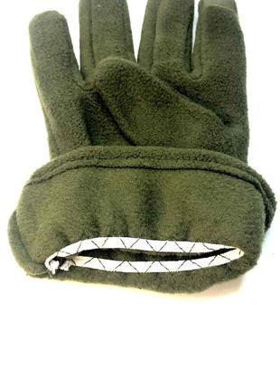 Теплые сенсорные перчатки флисовые турция зимние мужские военные хаки олива7 фото
