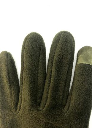 Теплые сенсорные перчатки флисовые турция зимние мужские военные хаки олива8 фото