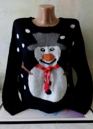 ❀стильный, мягкий, теплый, брендовый свитер.с принтом снеговика3 фото