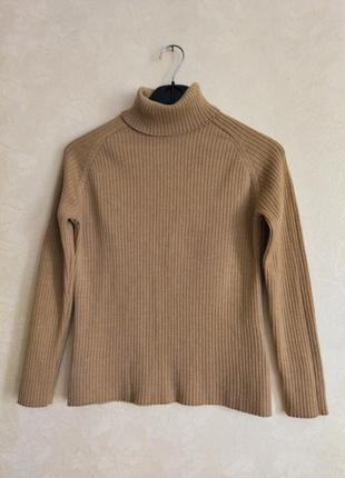 100% шерстяной свитер в рубчик теплий светр гольф4 фото