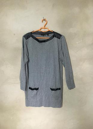 Батал великий розмір стильна сіра подовжена кофта кофтинка светр светрик туніка