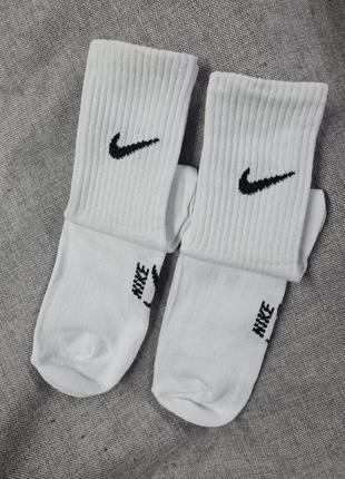 Носки nike белые высокие унисекс,  белые носки, женские носки найк, носки высокие белые2 фото