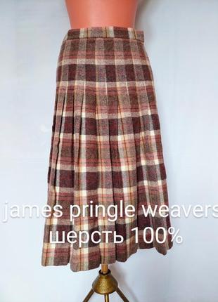 Шотланская шерстяная юбка-миди james pringle (размер 12-14)