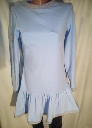 Бомбезный плотная туника в воланом рюшей