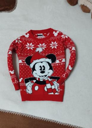 Тепла новорічна кофта, светр міккі маус для хлопчика