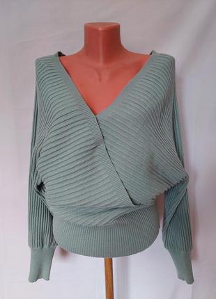 Женский пуловер* джемпер с глубоким декольте бирюзового цвета  lascana(размер 38-40)7 фото