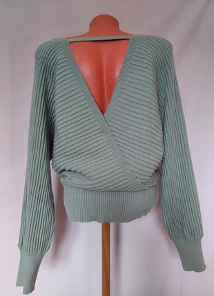 Женский пуловер* джемпер с глубоким декольте бирюзового цвета  lascana(размер 38-40)2 фото