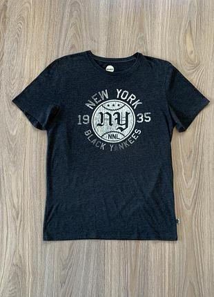 Мужская хлопковая футболка с принтом new york black yankees