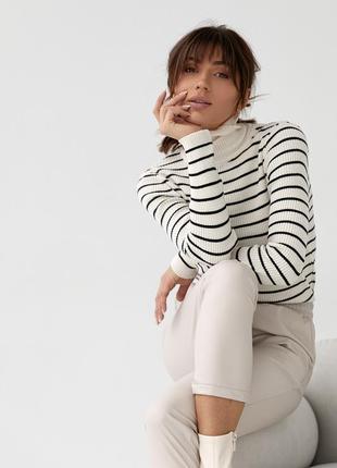 Жіночий светр-водолазка у смужку