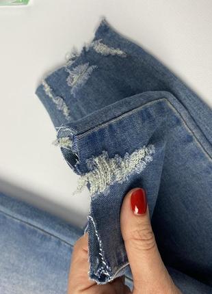 Узкие джинсы скинни с высокой посадкой с потертостями, обтягивающие джинсы, джинсы с высокой талией5 фото