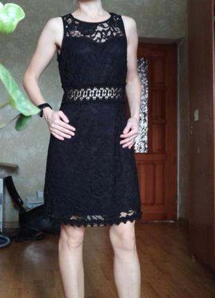 Чорна мереживна, святкова сукня new look/черное, гипюровое нарядное платье xs-s