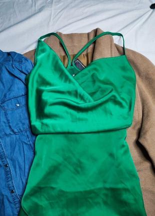 Missguided платье голубое зелёное атласное по фигуре карандаш футляр ассиметрия новое7 фото