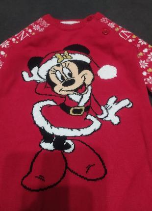 Новогодний свитер платье новорічний светр сукня disney 6-12мес2 фото