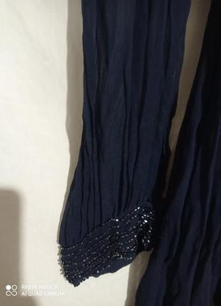 Х2. шовкове коротке нарядне танцювальне з вишивкою бісером темно-синє наві плаття сукня шовк з довги3 фото