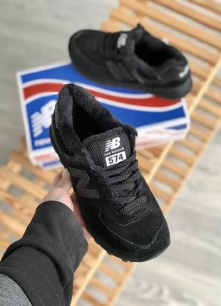 Зимові кросівки new balance 574. всередині хутро. колір чорний. натуральна замша. розміри 36-448 фото