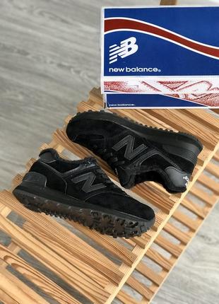 Зимові кросівки new balance 574. всередині хутро. колір чорний. натуральна замша. розміри 36-444 фото