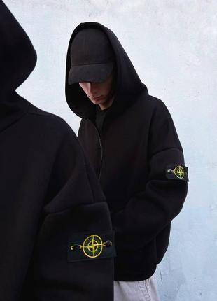 Зип худи stone island черный мужской / женский2 фото