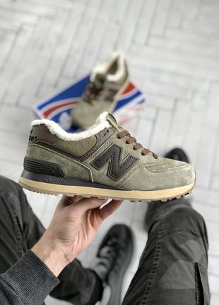 Зимові кросівки new balance 574. всередині хутро. колір хакі1 фото