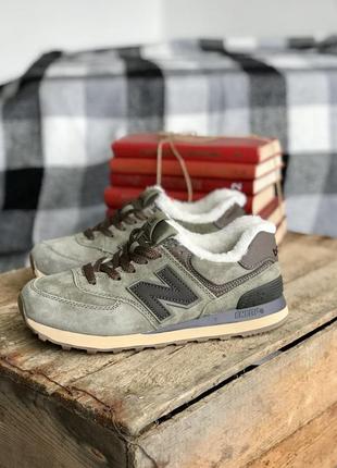 Зимові кросівки new balance 574. всередині хутро. колір хакі2 фото