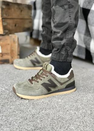 Зимові кросівки new balance 574. всередині хутро. колір хакі10 фото